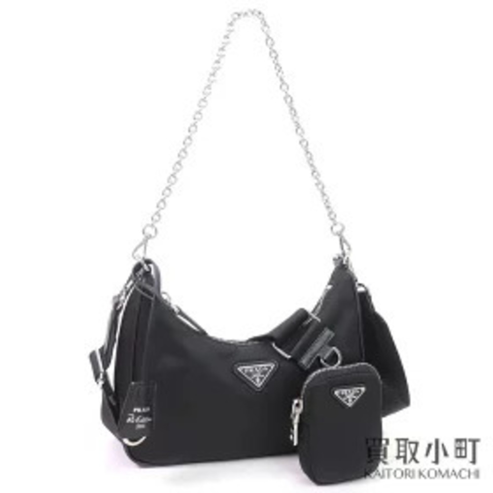 Prada Re Edition Re Bag Tessuto Saffiano Leather Black Triangle Messenger